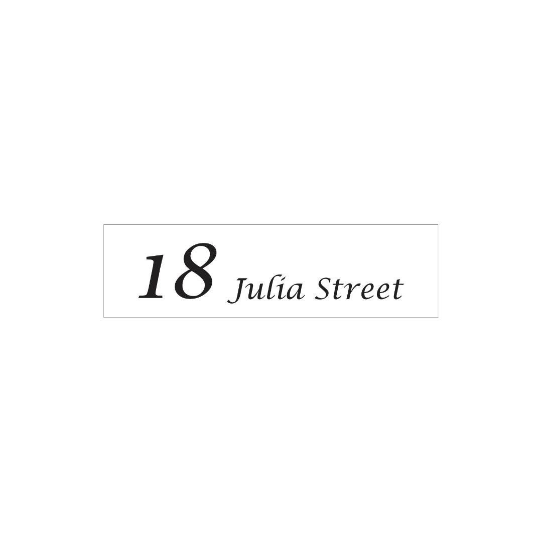 White Traffolyte Address Sign with Black Engraved Text - 900 x 250mm