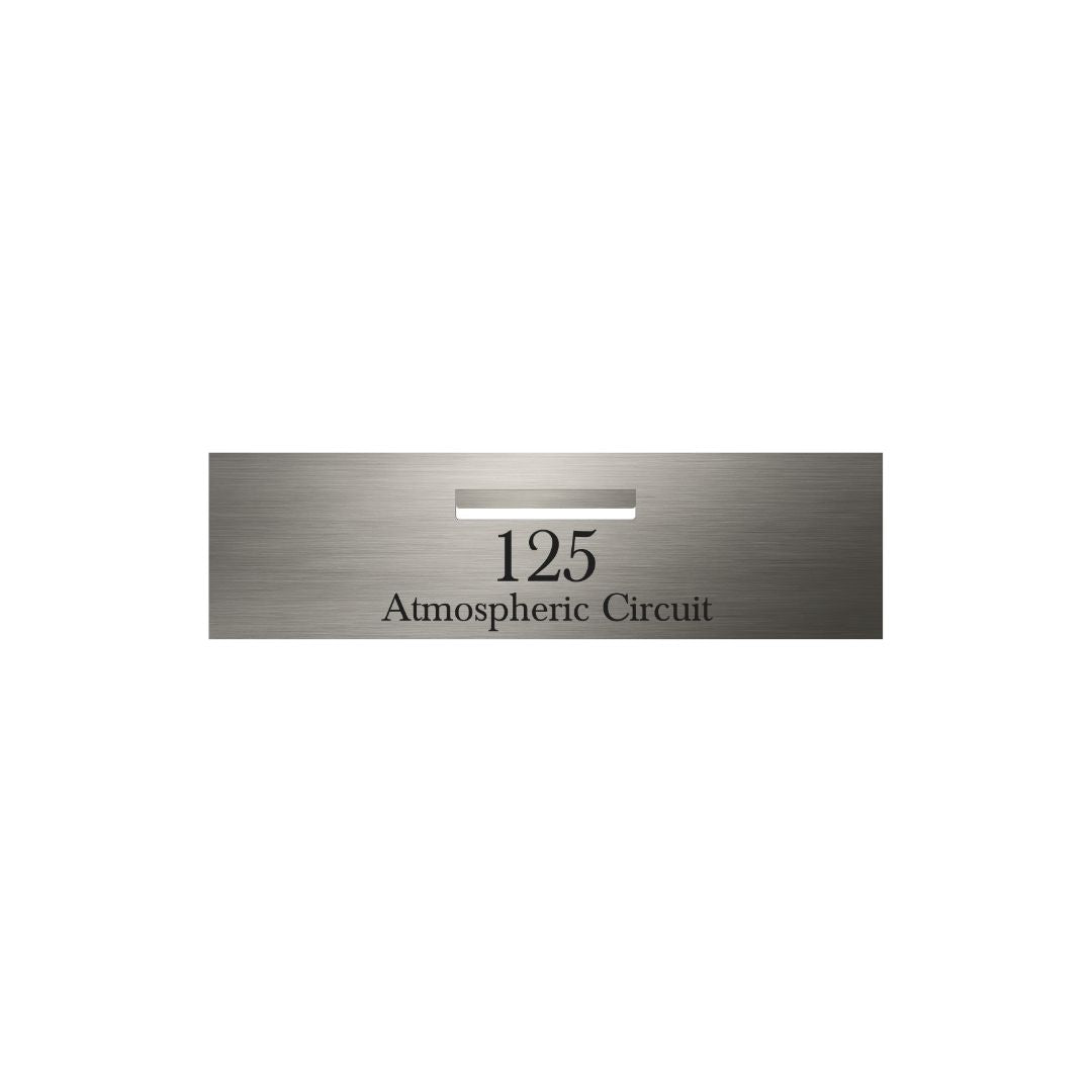 Marine Grade Brushed Stainless Steel Letterbox Faceplate 900 x 250 (Laser Etched) - 240 Central Slot