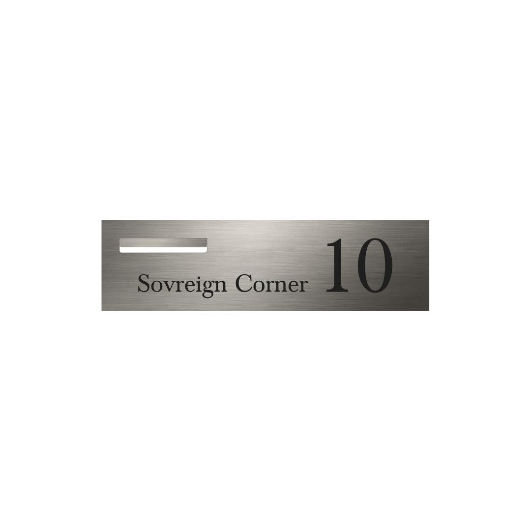 Marine Grade Brushed Stainless Steel Letterbox Faceplate 900 x 250 (Laser Etched) - 240 Slot LHS