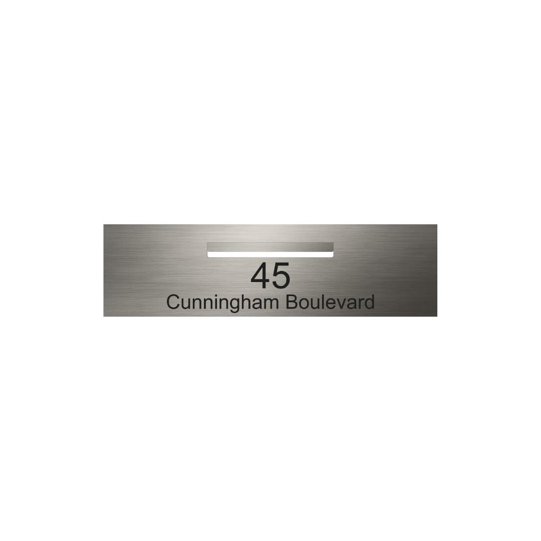 Marine Grade Brushed Stainless Steel Letterbox Faceplate 900 x 250 (Laser Cut) - 340 Central Slot
