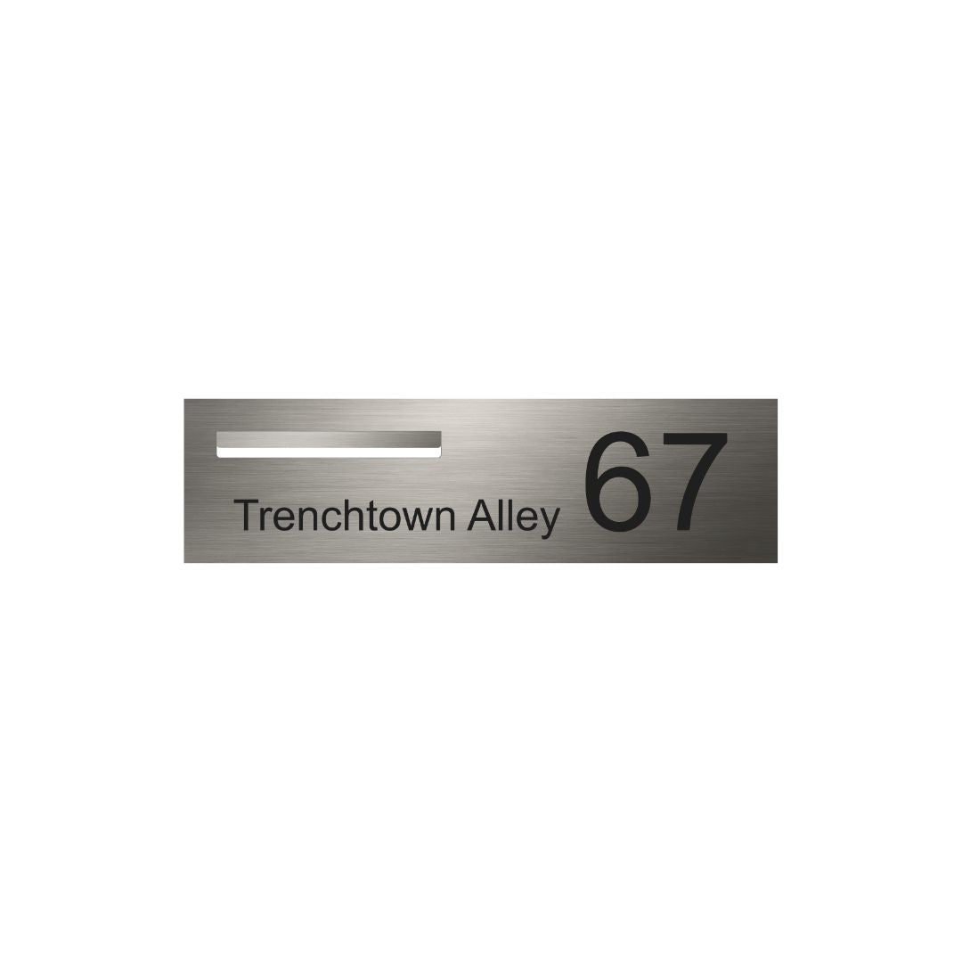 Marine Grade Brushed Stainless Steel Letterbox Faceplate 900 x 250 (Laser Cut) - 340 Slot LHS