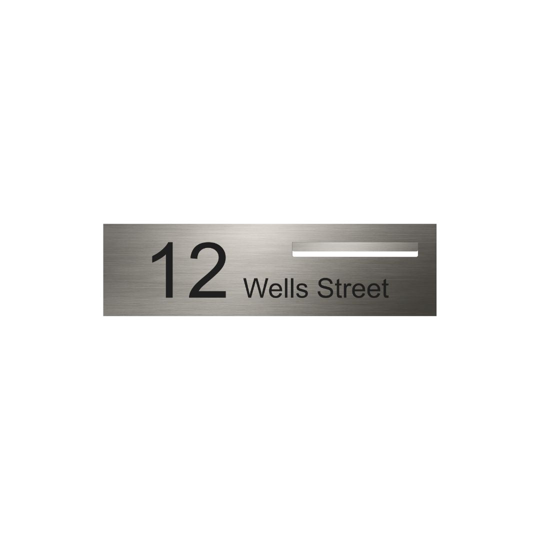 Marine Grade Brushed Stainless Steel Letterbox Faceplate 900 x 250 (Laser Etched) - 340 Slot