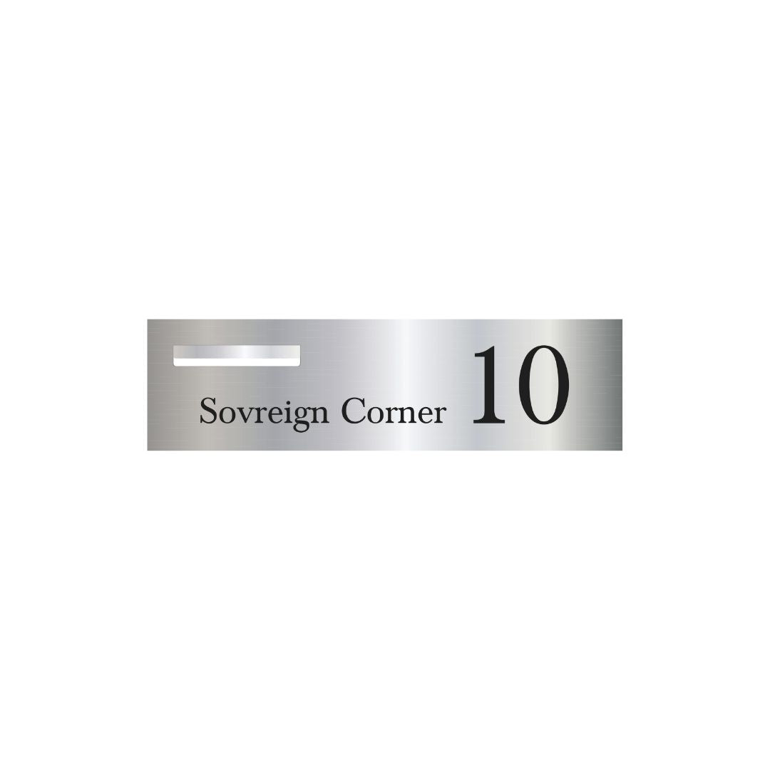 Marine Grade Mirror Polished Stainless Steel Letterbox Faceplate 900 x 250 (Laser Etched) - 240 Slot LHS