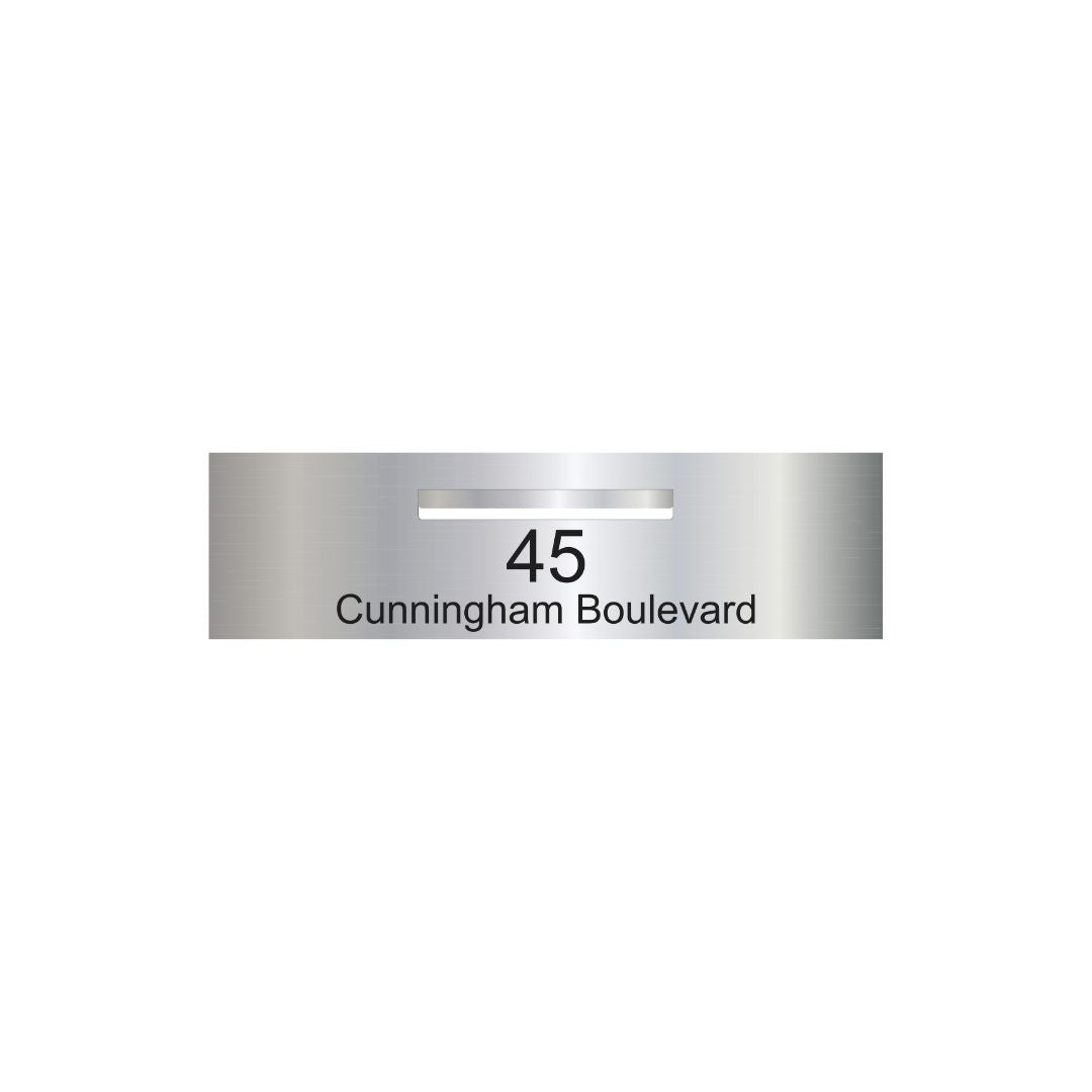 Marine Grade Mirror Polished Stainless Steel Letterbox Faceplate 900 x 250 (Laser Etched) - 340 Central Slot