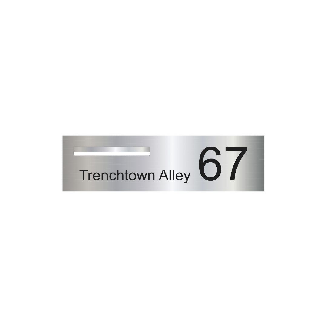 Marine Grade Mirror Polished Stainless Steel Letterbox Faceplate 900 x 250 (Laser Etched) - 340 Slot LHS