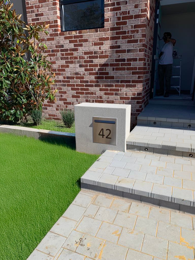 Marine Grade Brushed Stainless Steel Letterbox Faceplate 390 x 430mm (Laser Cut) - 340 Slot