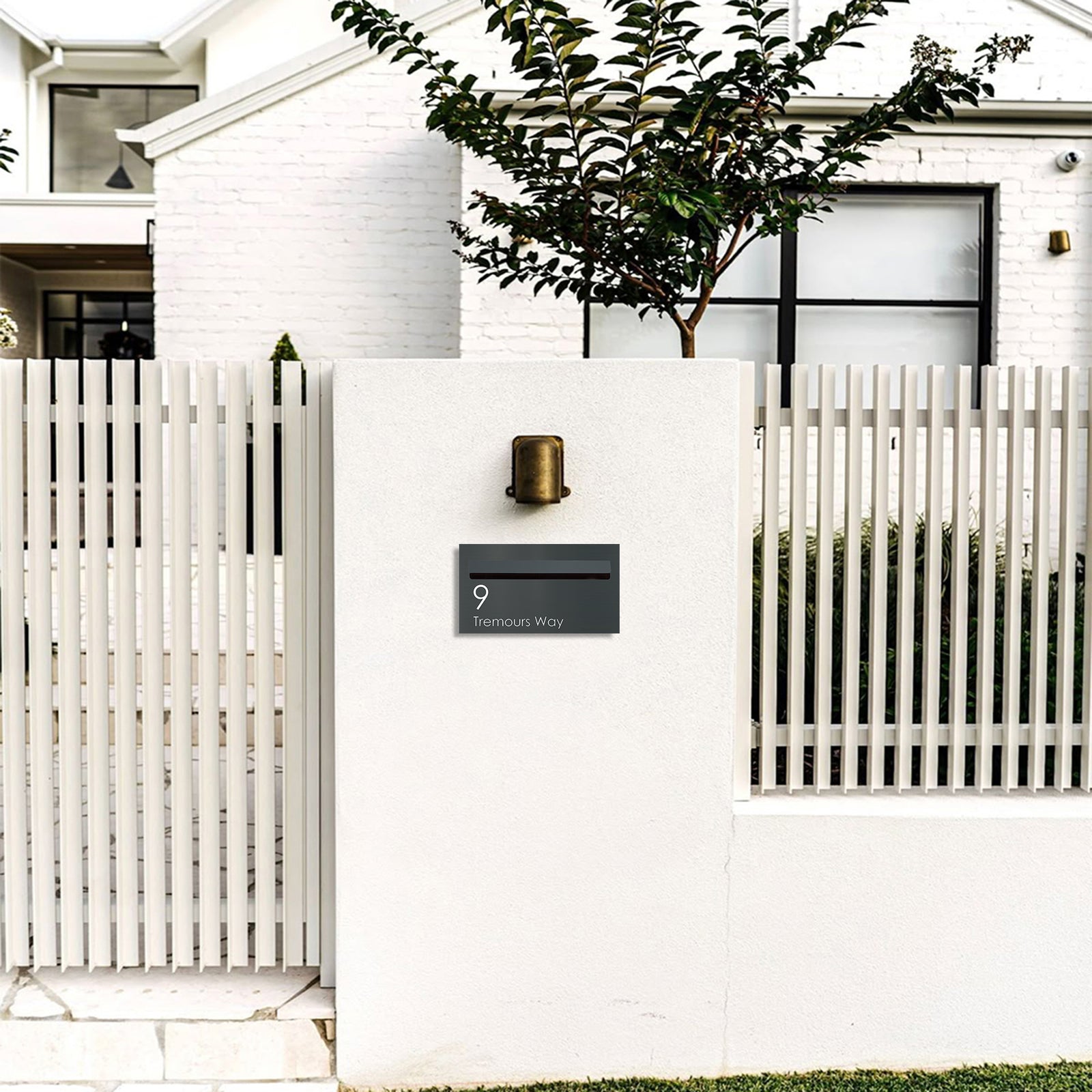 Basalt Powder-Coated Aluminium Letterbox Faceplate 390 x 220 - 340 Slot