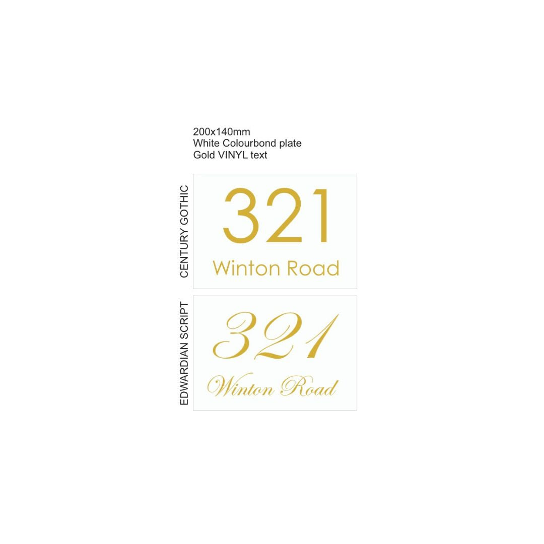 White Traffolyte Address Sign with Vinyl Text 200 x 140mm