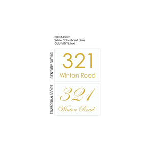 White Traffolyte Address Sign with Vinyl Text 200 x 140mm