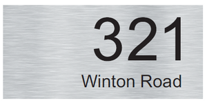 Silver Aluminum House Sign with Black Vinyl Text - Custom Address (300 x 140)