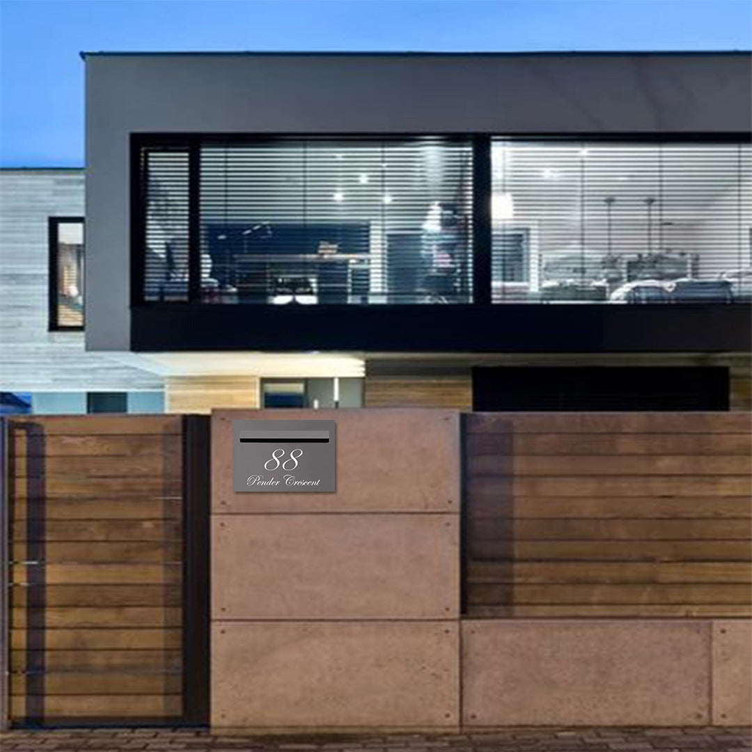 Basalt Powder-Coated Aluminium Letterbox Faceplate 400 x 280mm - 340 Slot