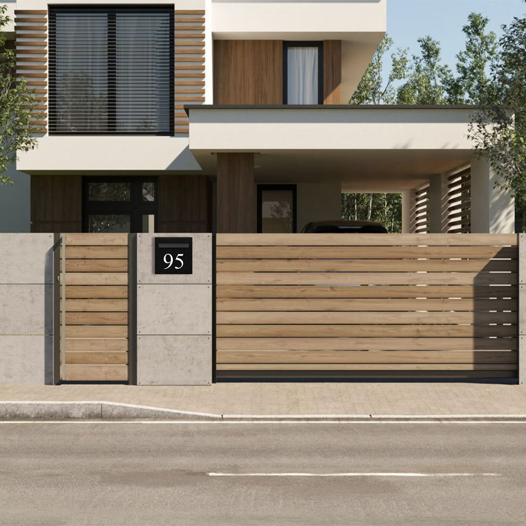 Black Powder-Coated Aluminium Letterbox Faceplate - 300 x 300mm with 240 Slot