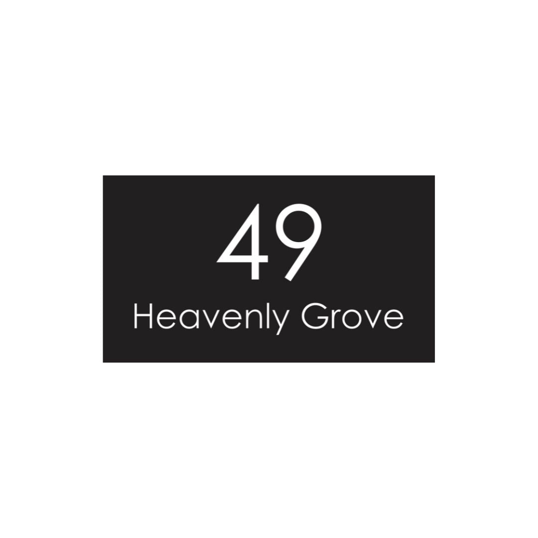 Black Colorbond Steel Address Sign with Vinyl Text 390 x 220