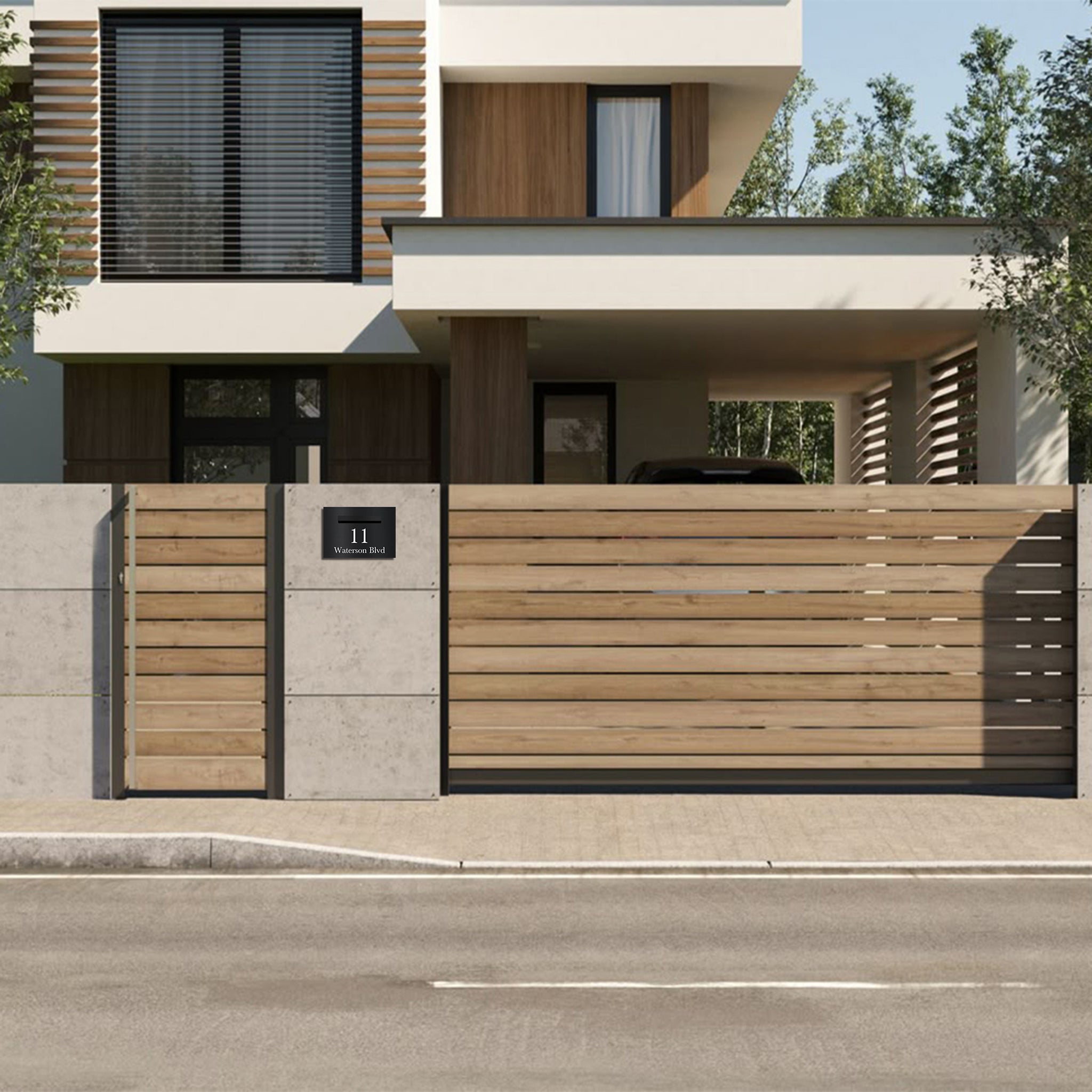 Black Powder-Coated Aluminium Letterbox Faceplate 400 x 250 - 240 Slot