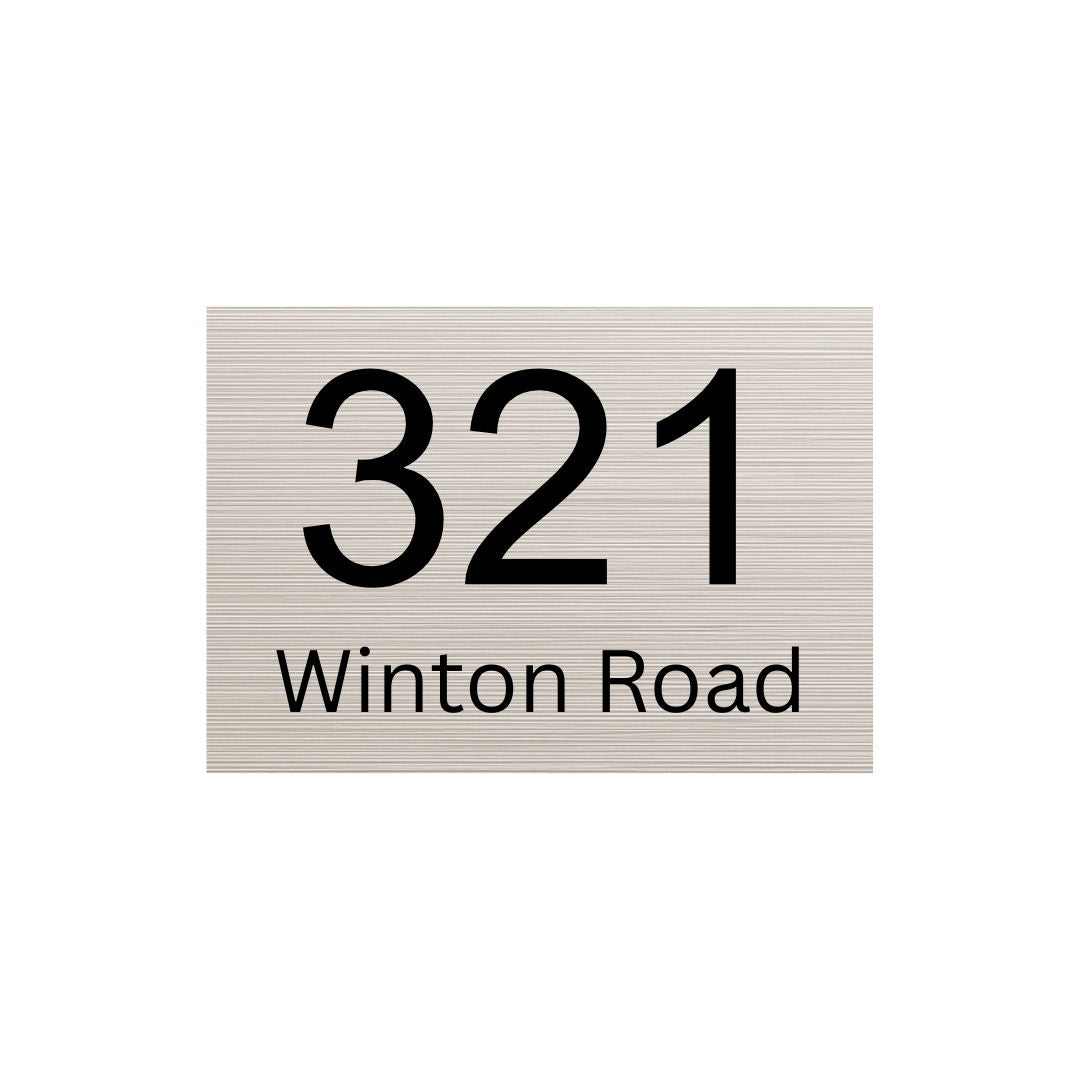 Silver Aluminium Adress Sign with Vinyl Text - 200 x 140