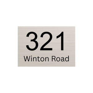 Silver Aluminium Adress Sign with Vinyl Text - 200 x 140