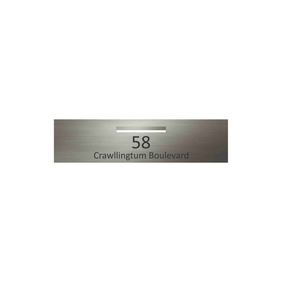 Marine Grade Brushed Stainless Steel Letterbox Faceplate 1200 x 300 (Laser Etched) - 340 Central Slot