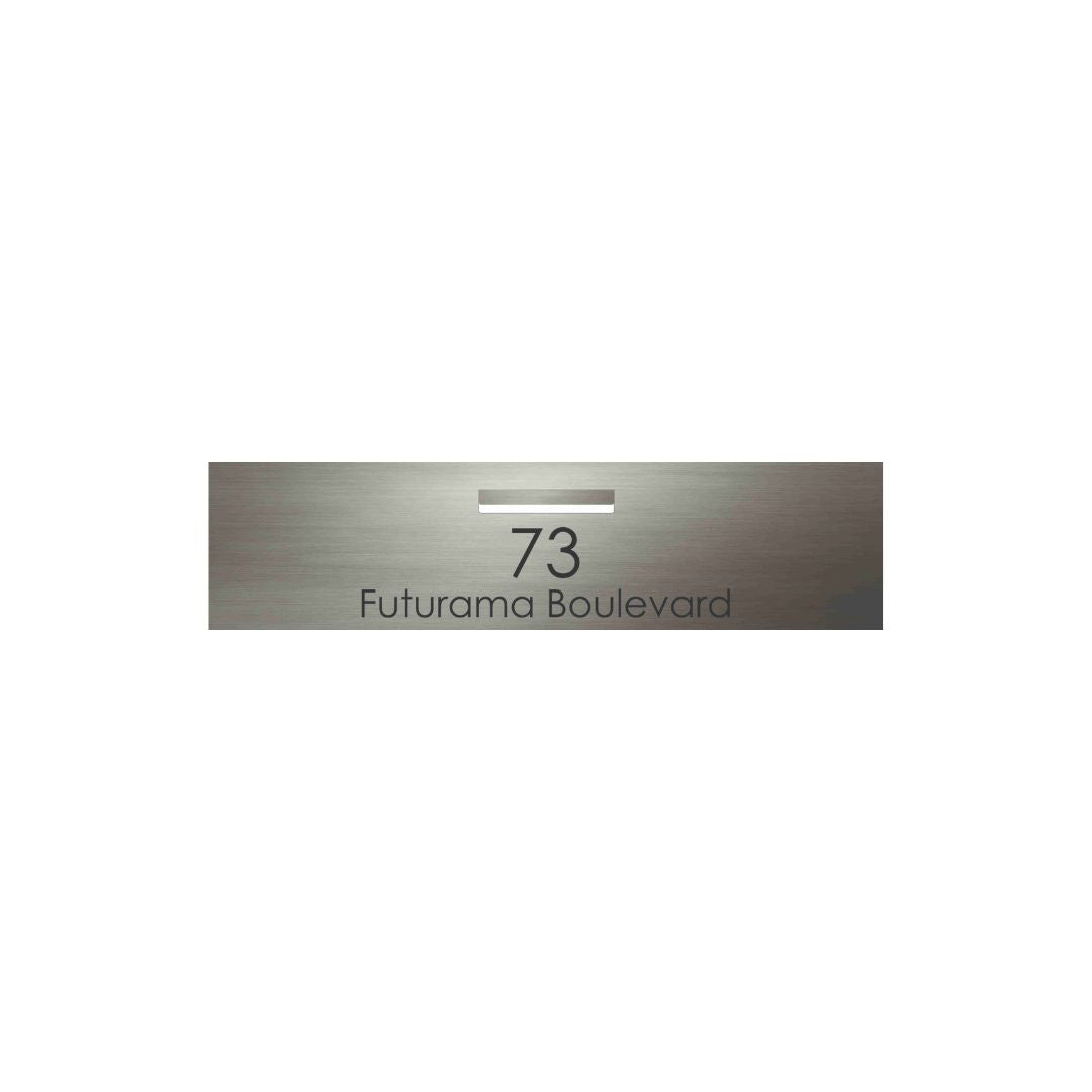 Marine Grade Brushed Stainless Steel Letterbox Faceplate 1200 x 300 (Laser Cut) - 240 Central Slot