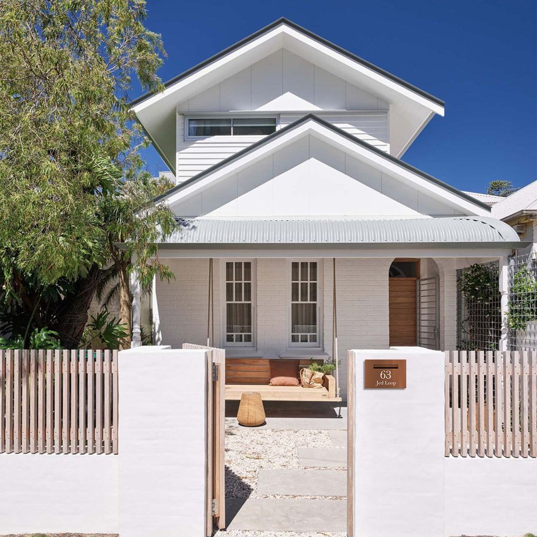 Corten Powder-Coated Aluminium Letterbox Faceplate 400 x 280mm - 240 Slot