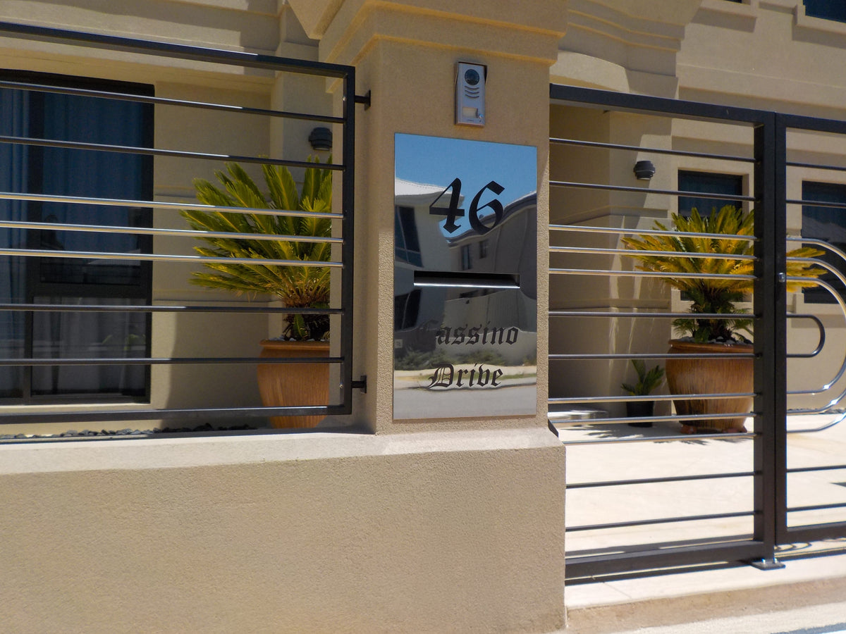 Marine Grade Mirror Polished Stainless Steel Letterbox Faceplate 400 x 600 (Laser Cut) - 340 Slot