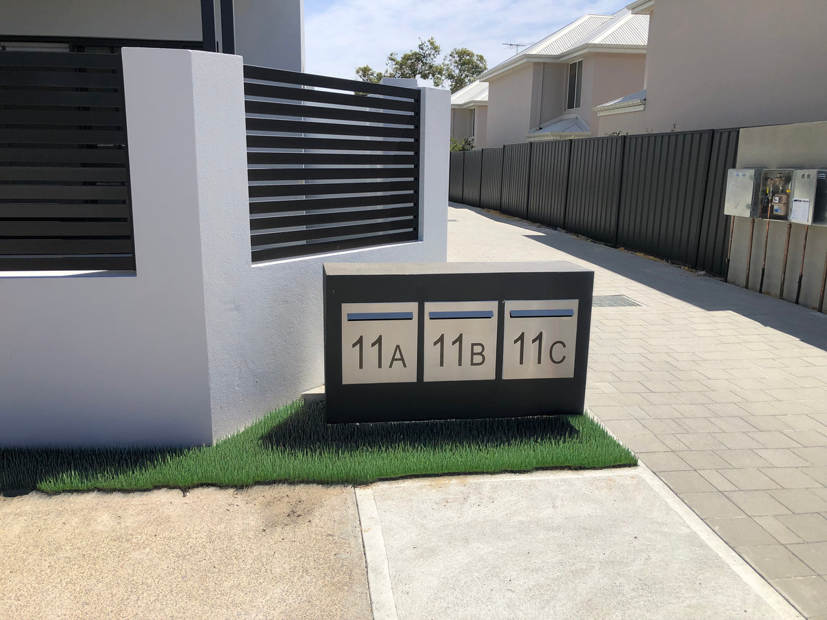 Marine Grade Brushed Stainless Steel Letterbox Faceplate 390 x 430mm (Laser Cut) - 340 Slot