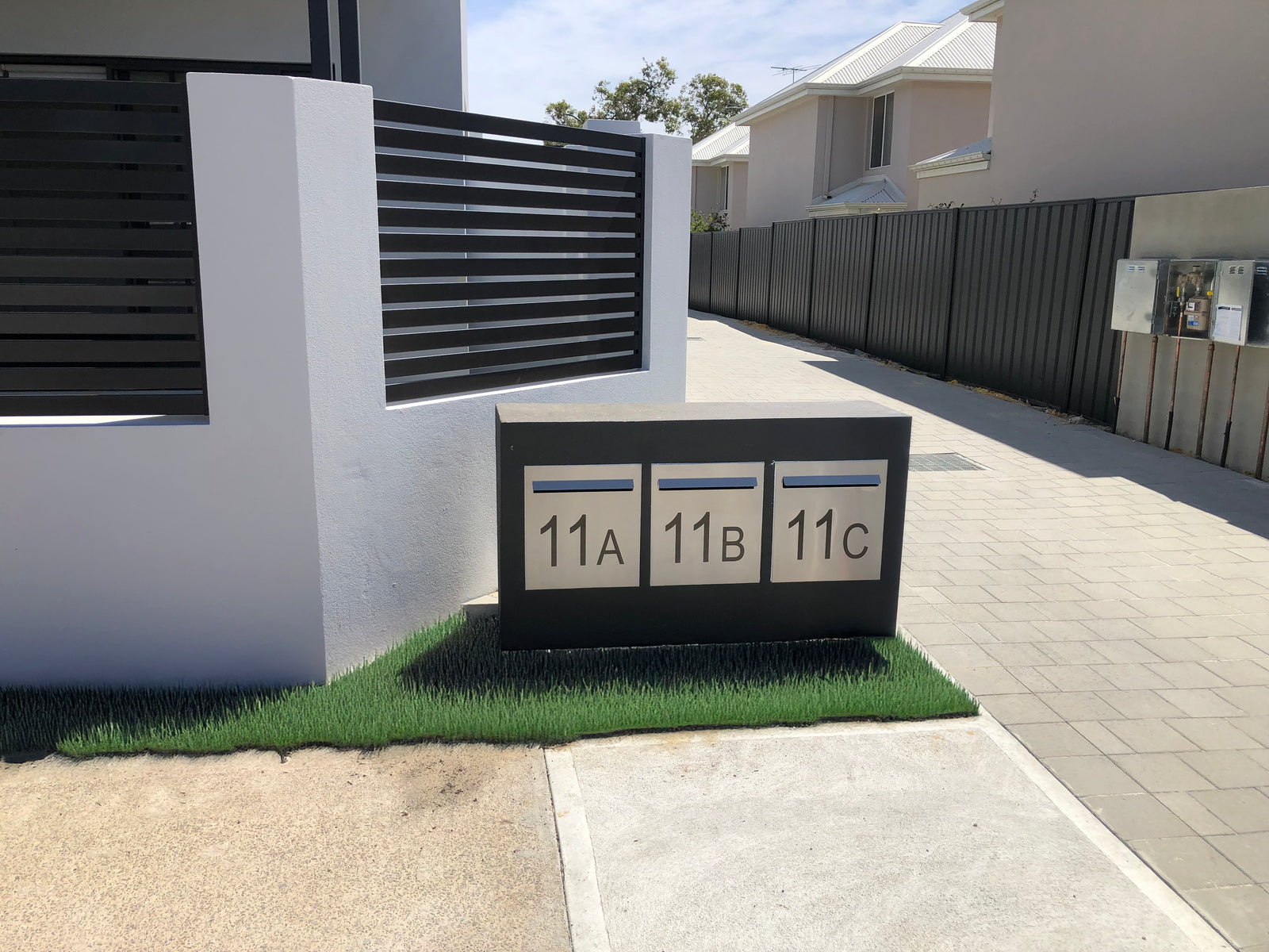 Marine Grade Brushed Stainless Steel Letterbox Faceplate 390 x 430mm (Laser Cut) - 340 Slot