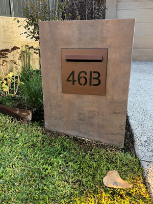 Corten Powder-Coated Aluminium Letterbox Faceplate 390 x 430 with 340 slot