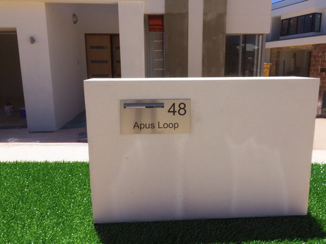 Marine Grade Brushed Stainless Steel Letterbox Faceplate 600 x 300 (Laser Etched) - 340 Slot LHS