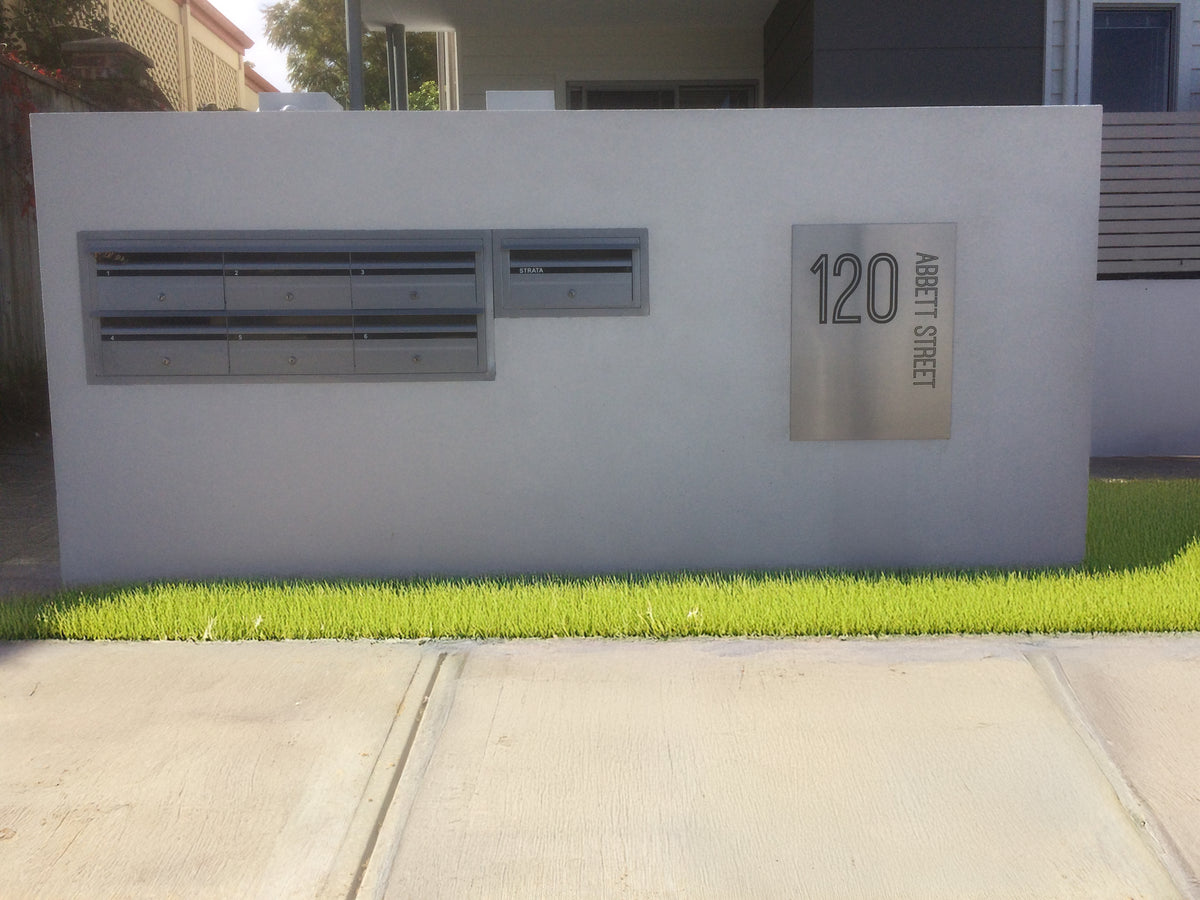 Marine Grade Brushed Stainless Steel Address Sign 450 x 600 (Laser Cut)