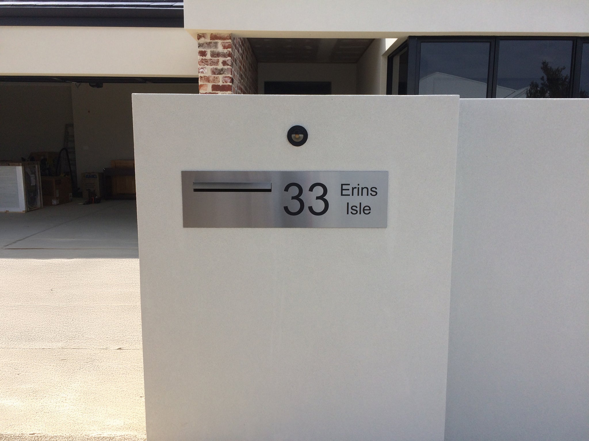 Marine Grade Brushed Stainless Steel Letterbox Faceplate 900 x 250 (Laser Etched) - 340 Slot LHS