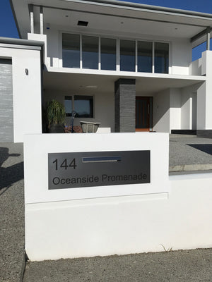 Marine Grade Brushed Stainless Steel Letterbox Faceplate 1200 x 300 (Laser Cut) - 340 Central Slot