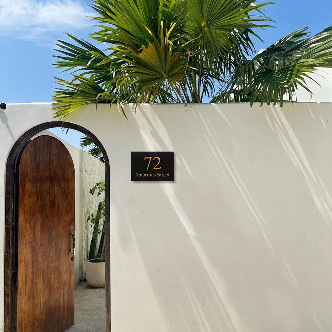 Black Traffolyte Address Sign with Vinyl Text 390 x 220