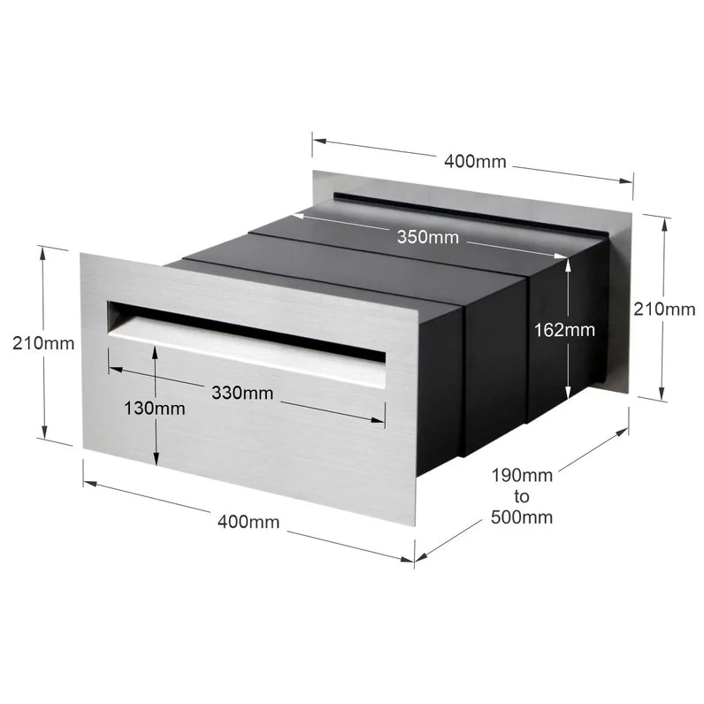 Milkcan Palazzo A4 Brick Letterbox - Stainless Steel Rear Opening