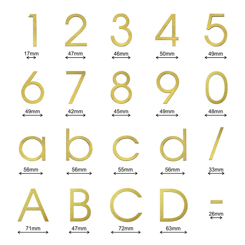 Stick on Slim Numbers – 75mm Gold