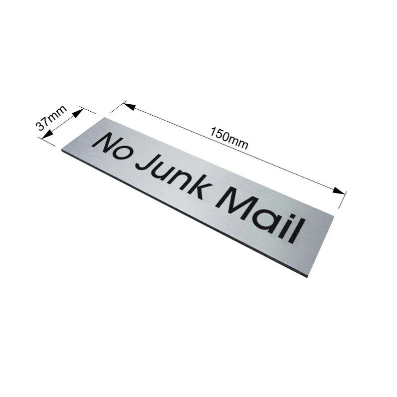 Small No Junk Mail Plaque for letterbox