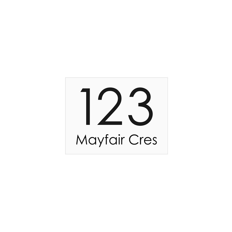 White Plastic House Sign with Black Engraved Text - Custom Address (200 x 140)