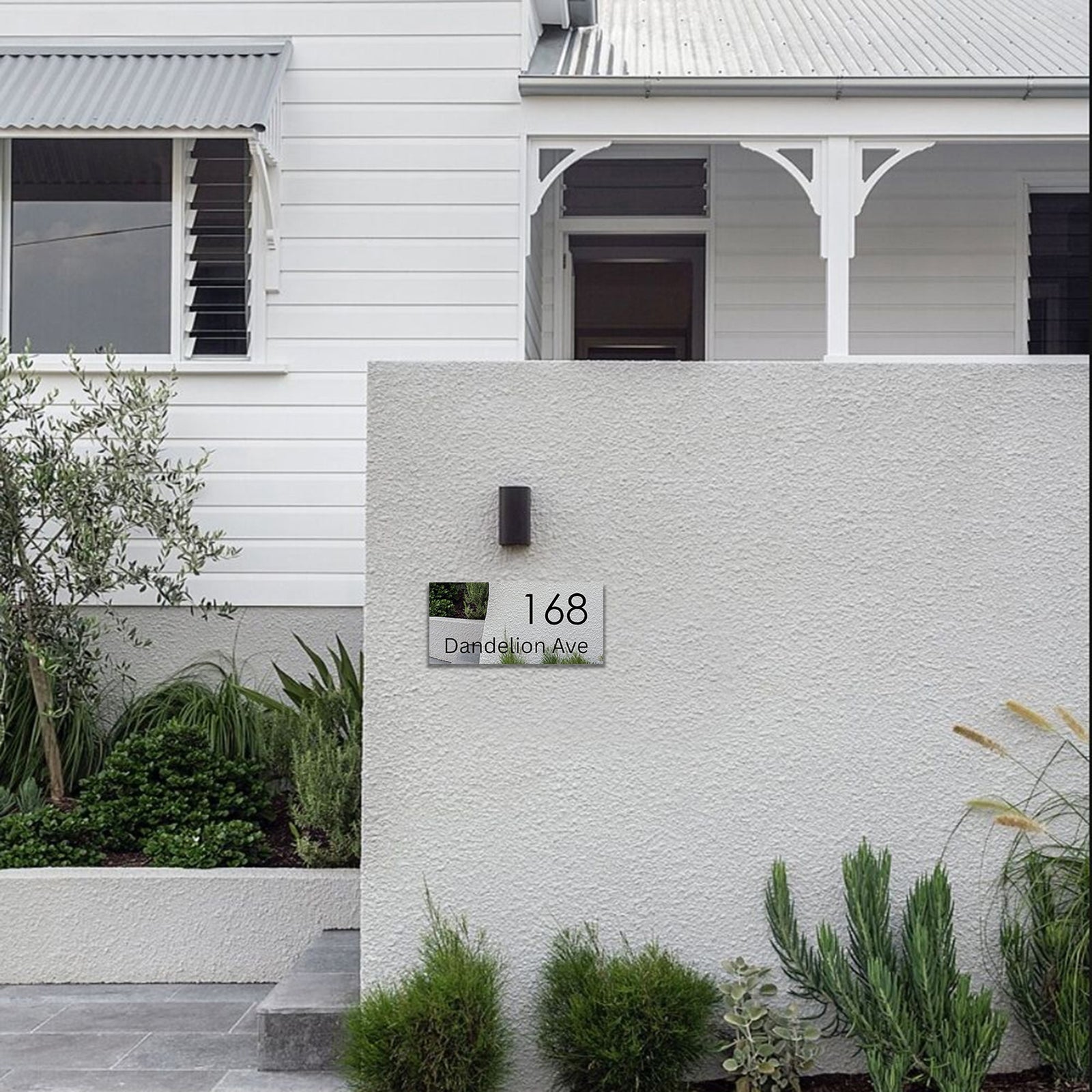 316 Marine Grade Mirror Polished Stainless Steel Address Plate 300 x 140mm - Laser Etched