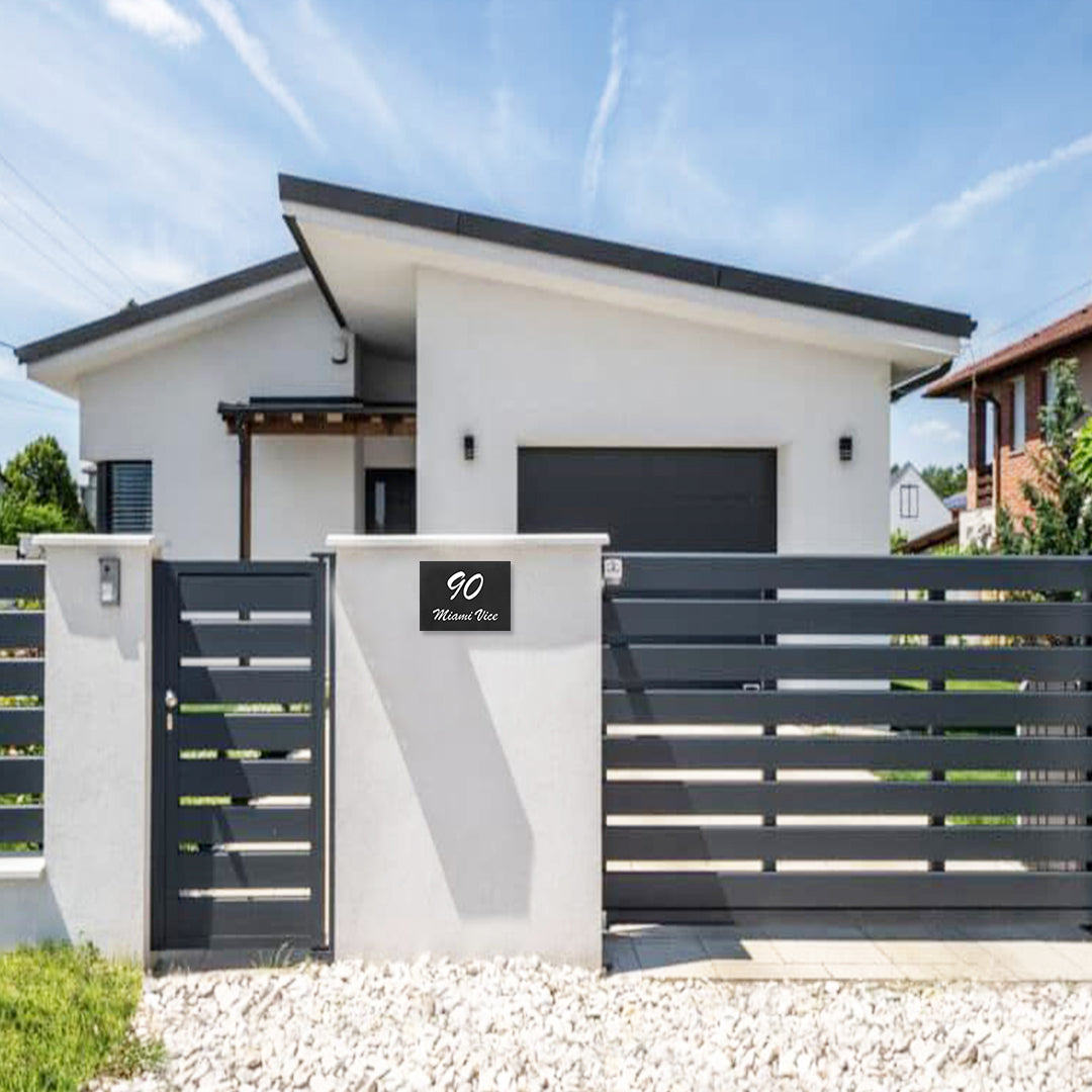 Monument Powder Coated Aluminium Address Sign With Laser Cut Text 290 x 220