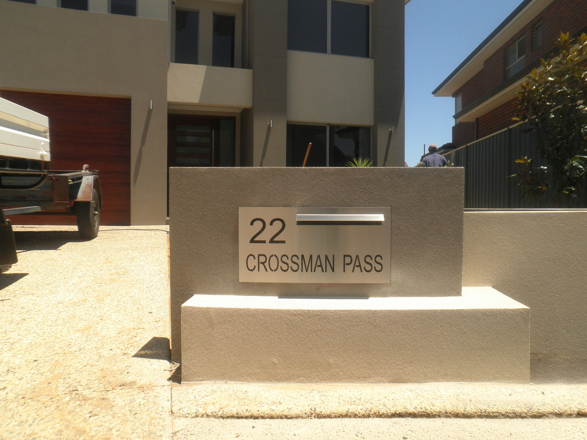 Marine Grade Brushed Stainless Steel Letterbox Faceplate 600 x 300 (Laser Cut) - 340 Slot