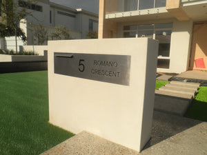 Marine Grade Brushed Stainless Steel Letterbox Faceplate 1200 x 300 (Laser Etched) - 340 LHS Slot