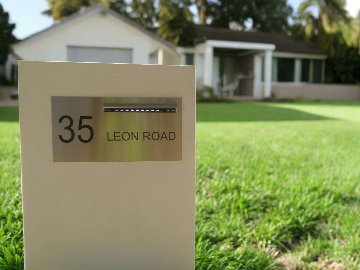 Marine Grade Brushed Stainless Steel Letterbox Faceplate 600 x 300 (Laser Etched) - 340 Slot