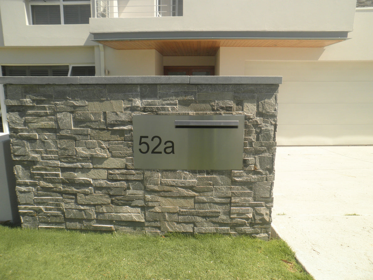 Marine Grade Brushed Stainless Steel Letterbox Faceplate 600 x 300 (Laser Etched) - 340 Slot