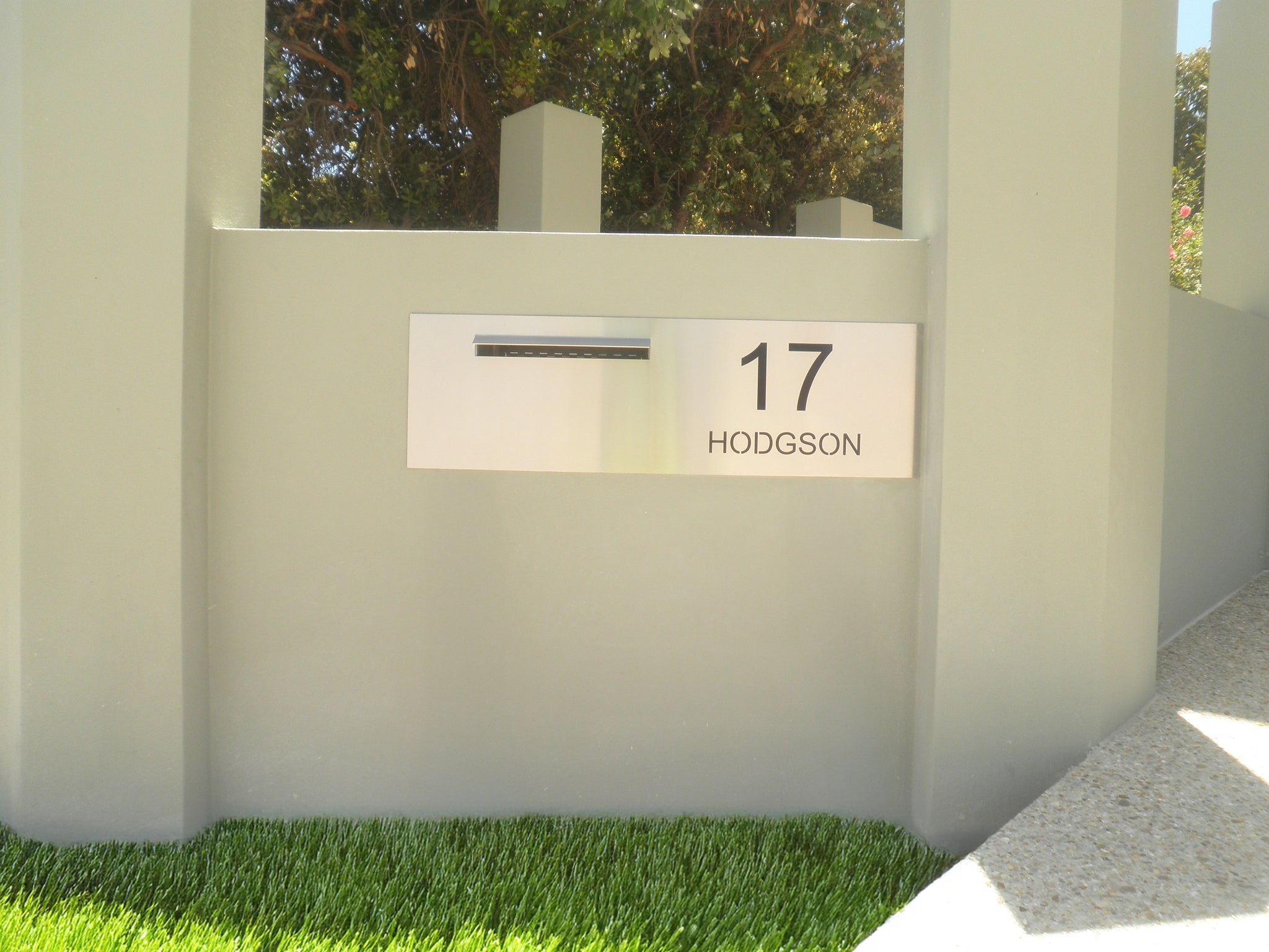 Marine Grade Brushed Stainless Steel Letterbox Faceplate 1200 x 300 (Laser Etched) - 340 LHS Slot