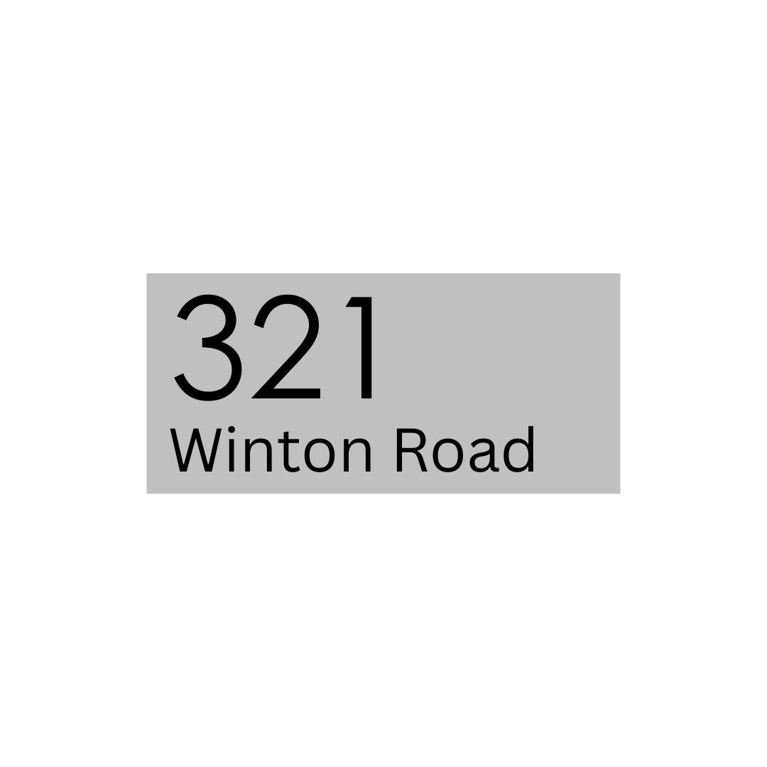 Shale Grey Powder-Coated Aluminium Address Sign with Laser Cut Text - 300 x 140mm - (Text Aligned Left)