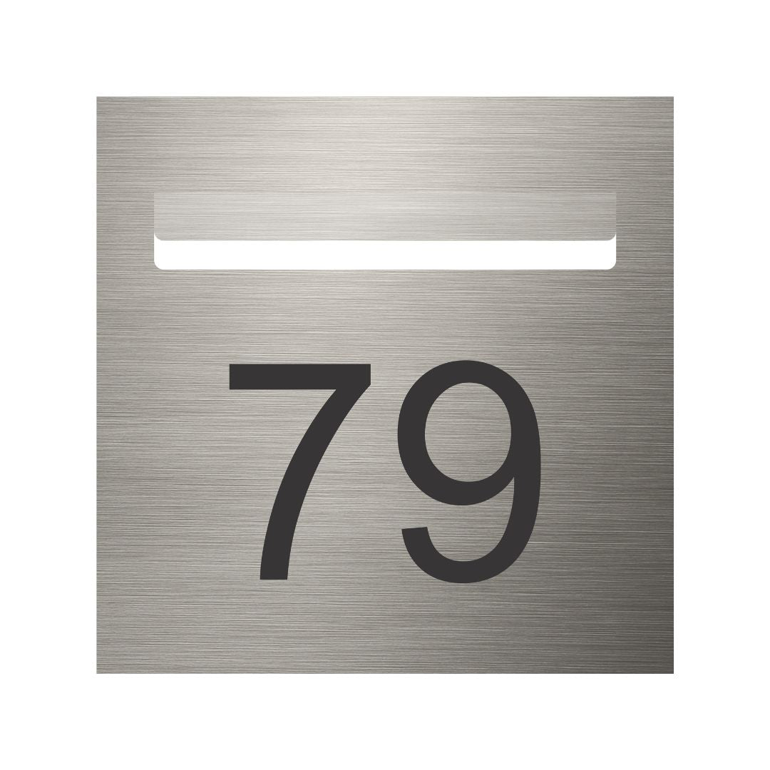 Marine Grade Brushed Stainless Steel Letterbox Faceplate 300 x 300 with 240 Slot (Laser Etched)