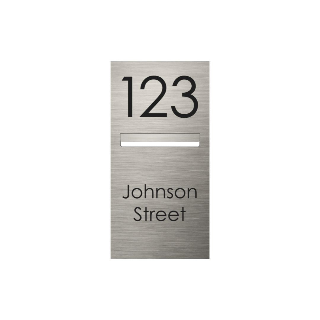 Marine Grade Brushed Stainless Steel Letterbox Faceplate 300 x 600 with 240 Slot (Laser Etched)