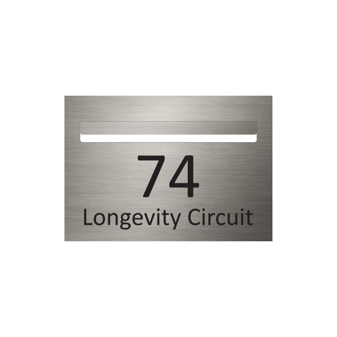 Marine Grade Brushed Stainless Steel Letterbox Faceplate 400 x 250 (Laser Etched) - 340 Slot