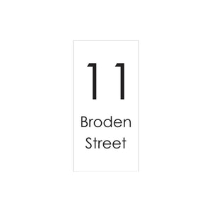 White Traffolyte Address Sign with Vinyl Text 300 x 600