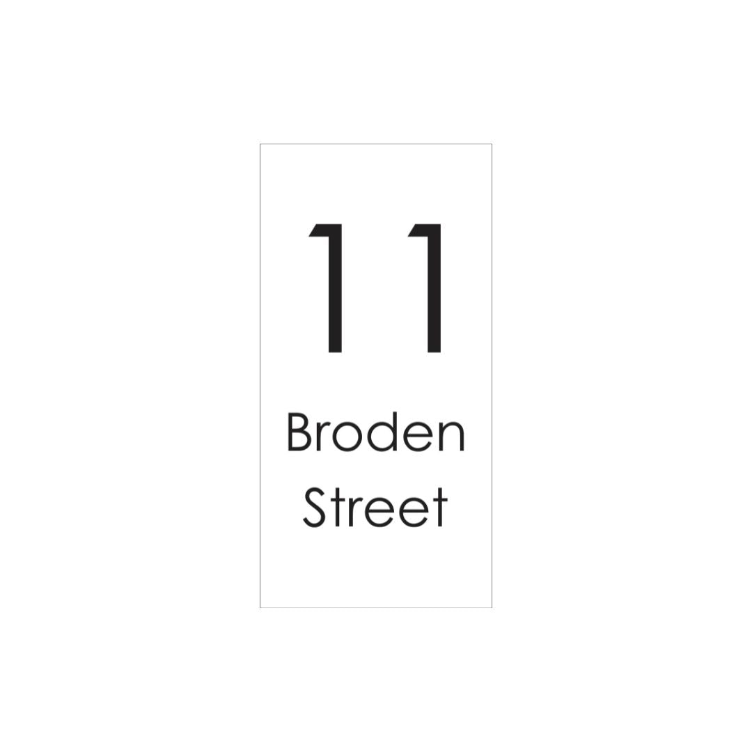 White Traffolyte Address Sign with Black Engraved Text 300 x 600