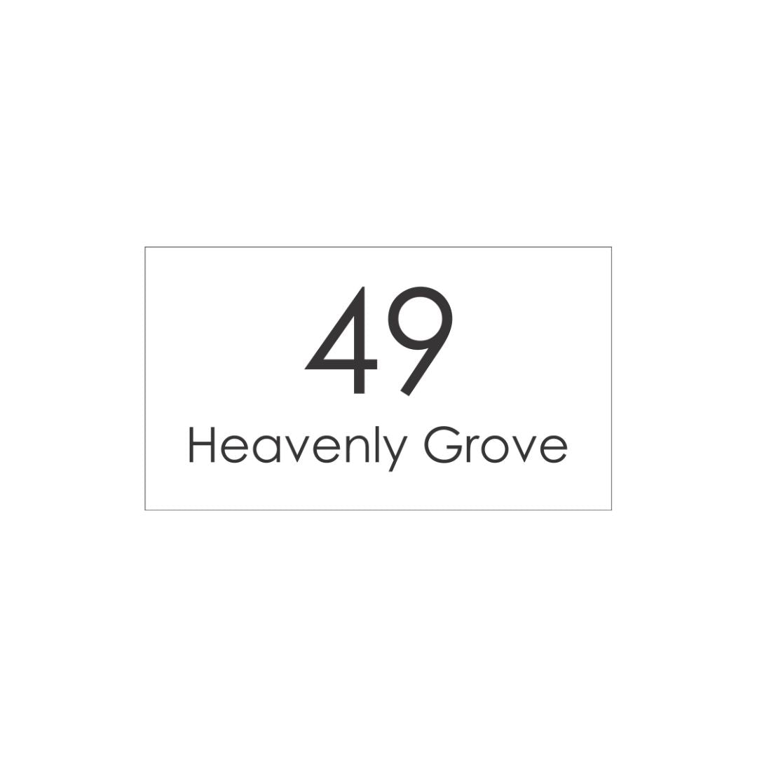White Traffolyte Address Sign with Black Engraved Text 390 x 220